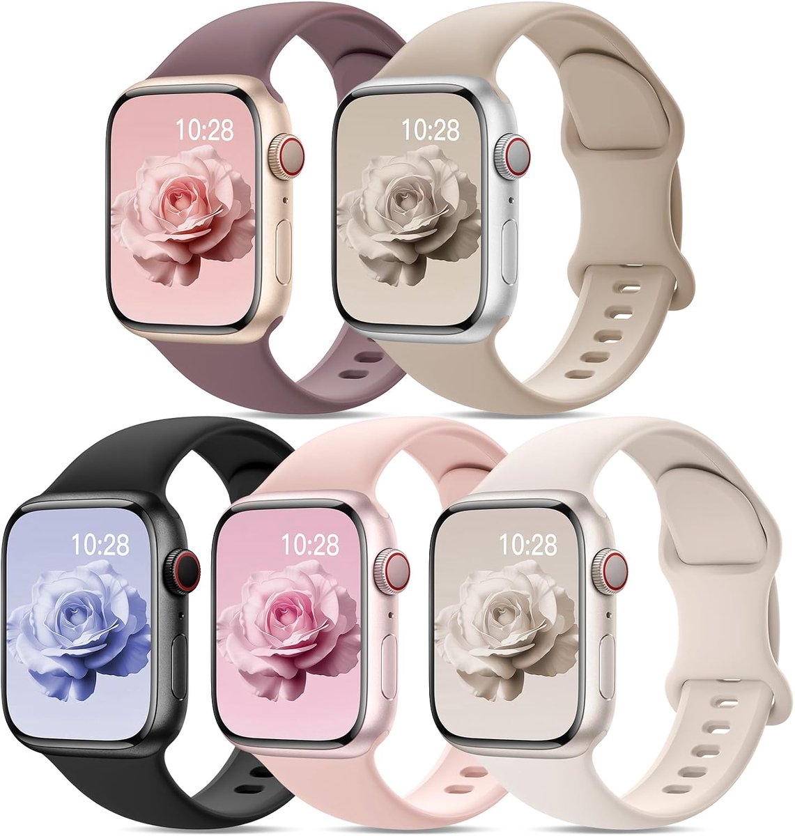 Siliconen bandjes voor Apple Watch - 5 stuks - comfortabel en duurzaam - eenvoudig te verwisselen - ShopVlot