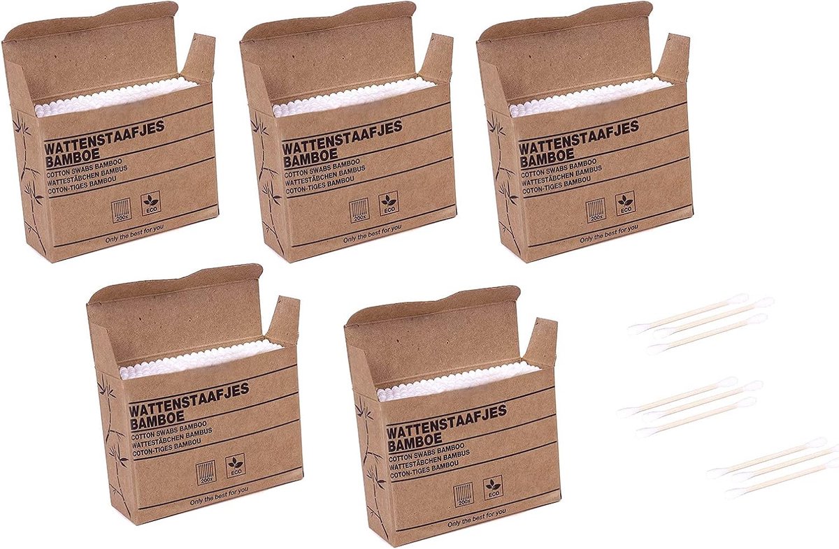 Bamboe wattenstaafjes 7,5 cm - set van 1000 - duurzaam materiaal - perfect voor persoonlijke verzorging - ShopVlot