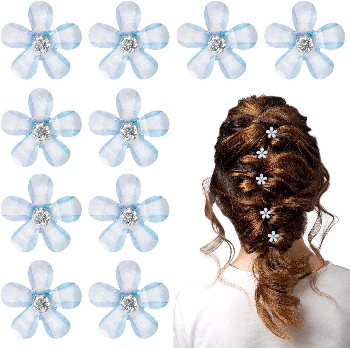 Mini Haarclips Bloem - 10 Stuks - Acryl met Strass - Schattige Accessoires voor Feestjes - ShopVlot