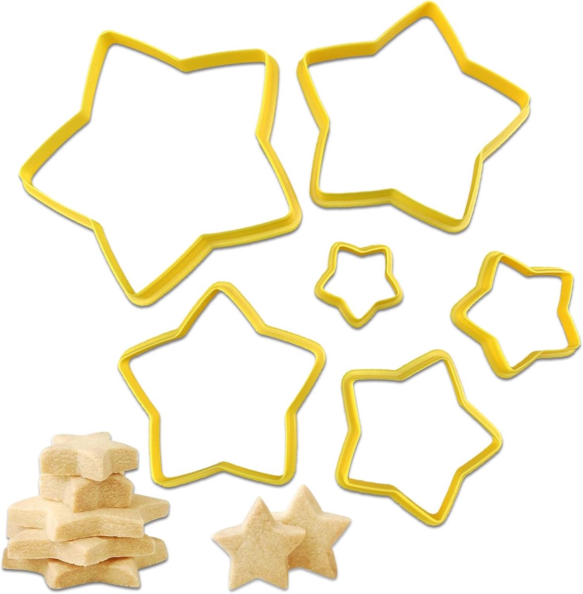 Koekjessnijders set 6 stuks - Stervormige snijders - Hoogwaardig materiaal - Ideaal voor bakken - ShopVlot