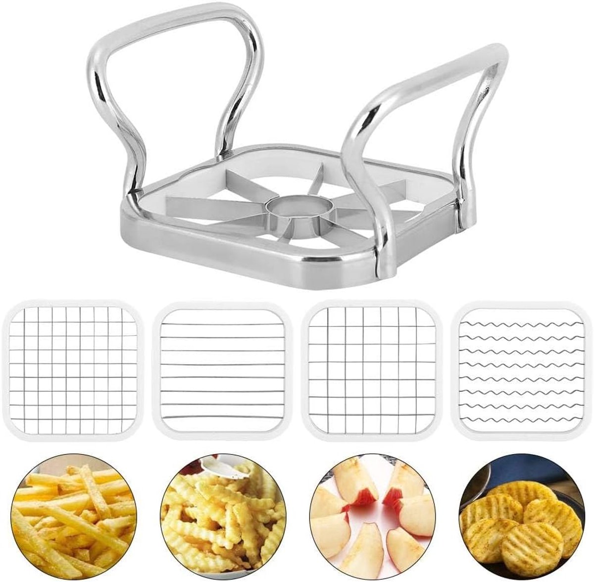 Fruitboor 5 in 1 - roestvrij staal - met snijfunctie - perfect voor appels en aardappelen - ShopVlot
