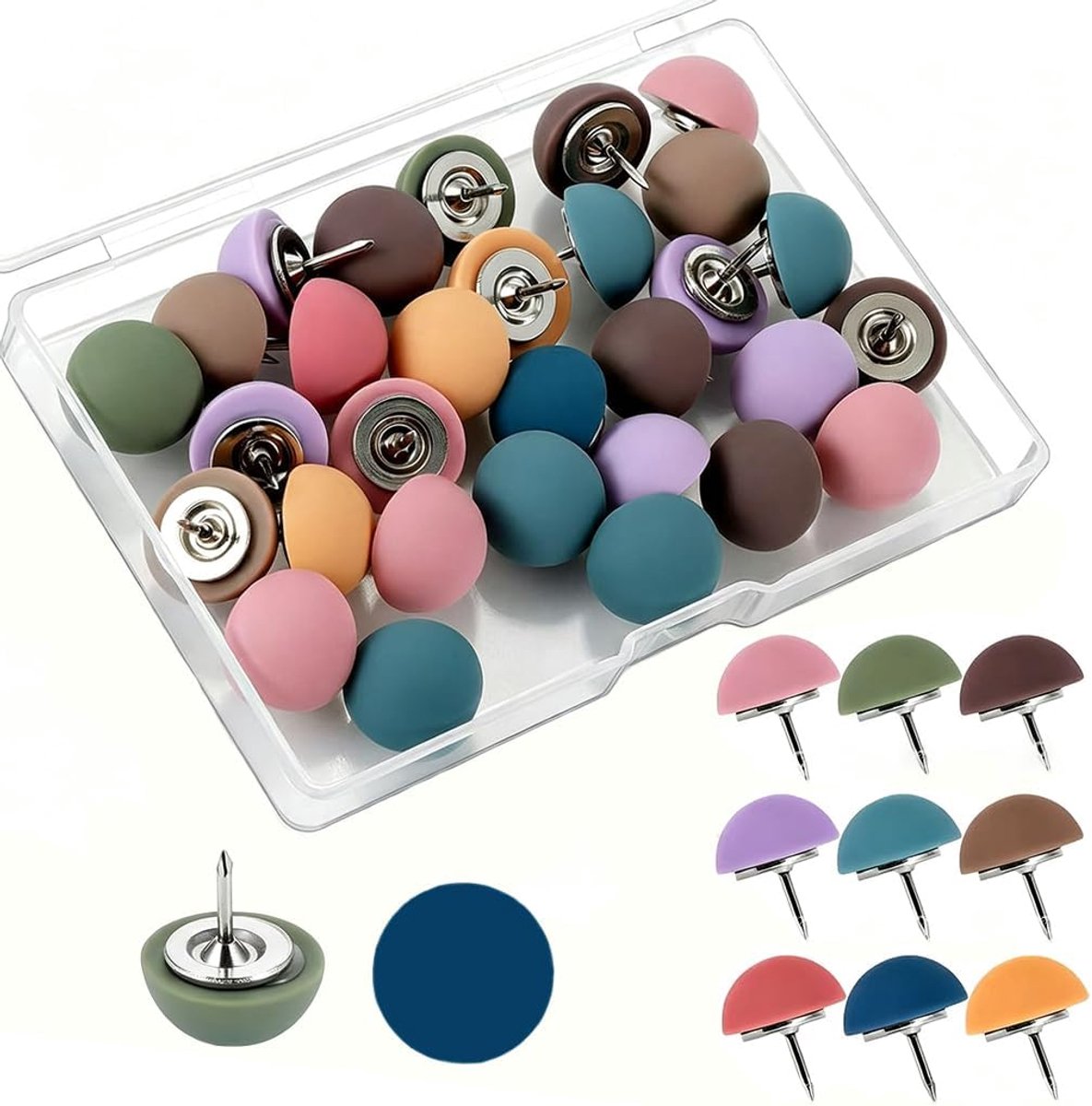 Ronde matte Morandi punaises 50 stuks - decoratieve prikbordspelden - hoogwaardige kwaliteit - ShopVlot