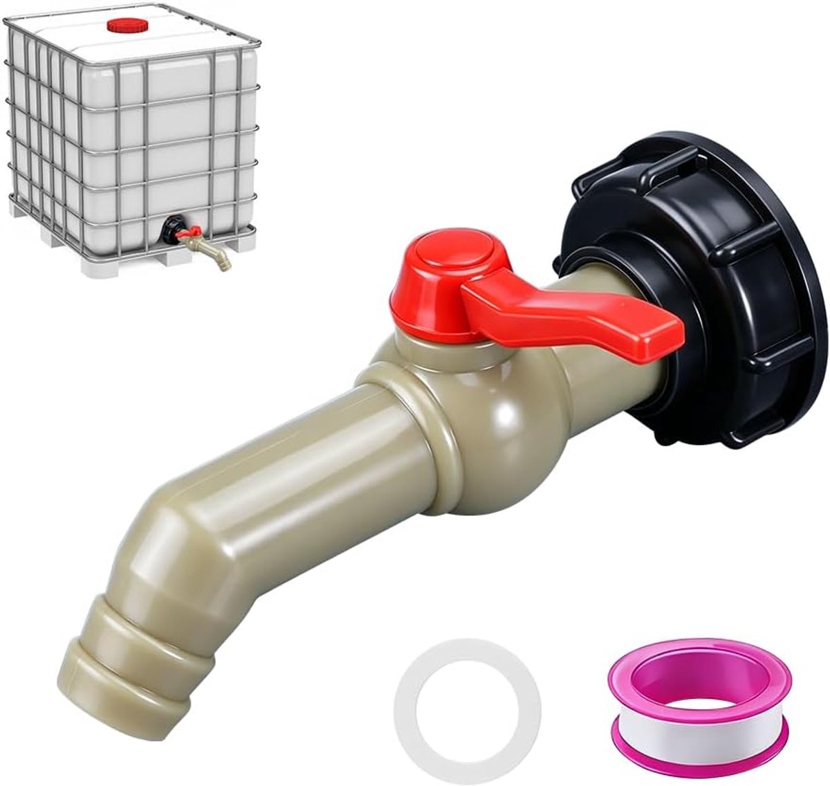 IBC tank zwanenhals - 31 mm hoekklep - IBC-adapter met afvoerkraan - eenvoudig vervangen van waterkraan - ShopVlot