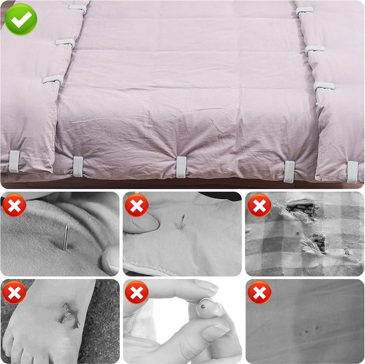 Duvet Clips 16pcs - Pluche Feathers - Antislip - Veilig zonder Naalden - ShopVlot