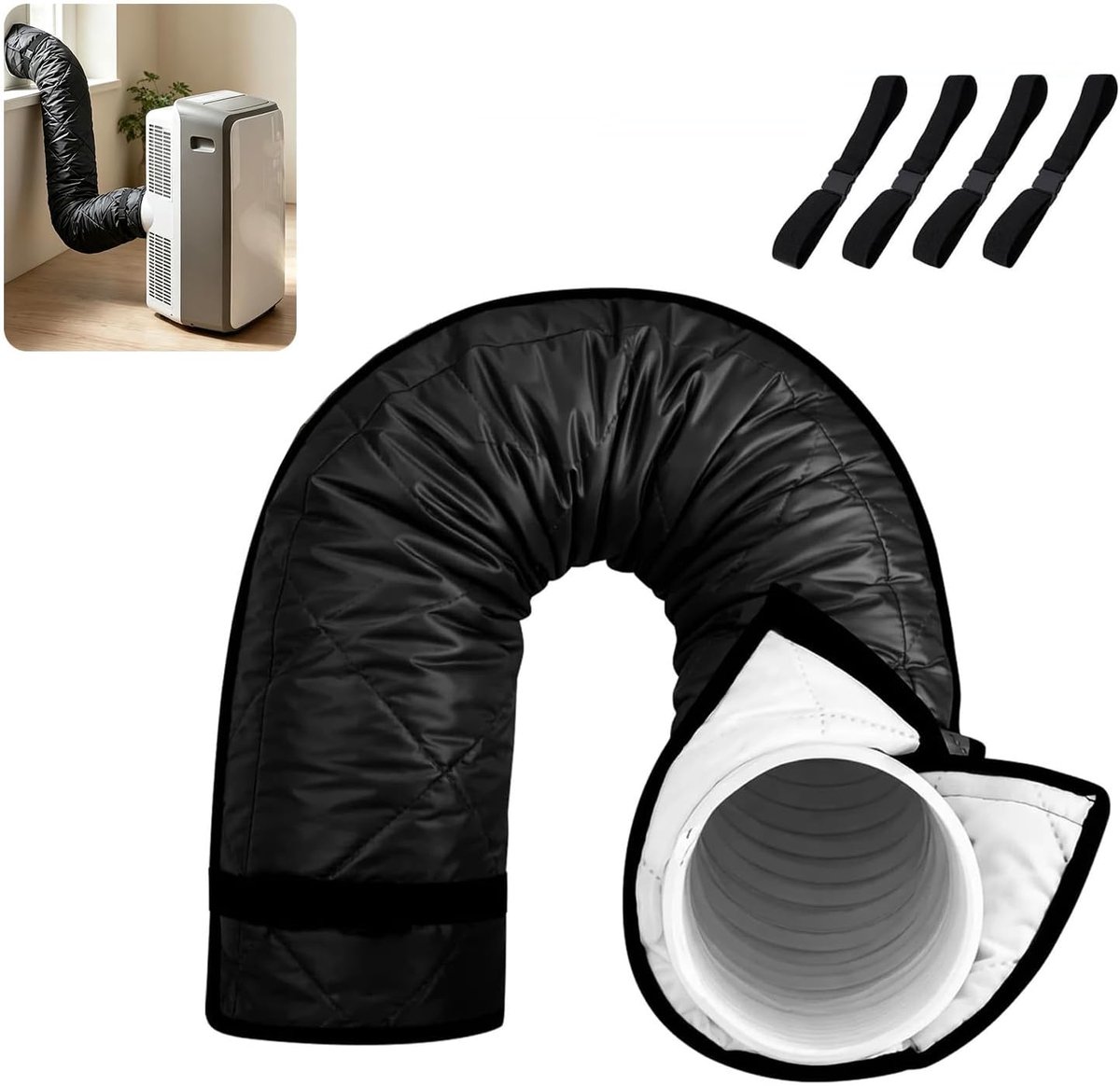 Slangafdekking 150 x 50 cm - Isolatie met verstelbare gespen - Beschermhoes voor airconditioners - ShopVlot