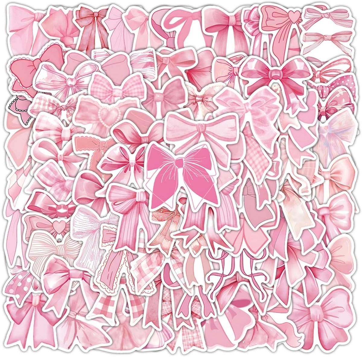 Sticker set 103 roze waterfles strikpatronen - zelfklevend - vochtbestendig - perfect voor notitieboek en telefoon - ShopVlot