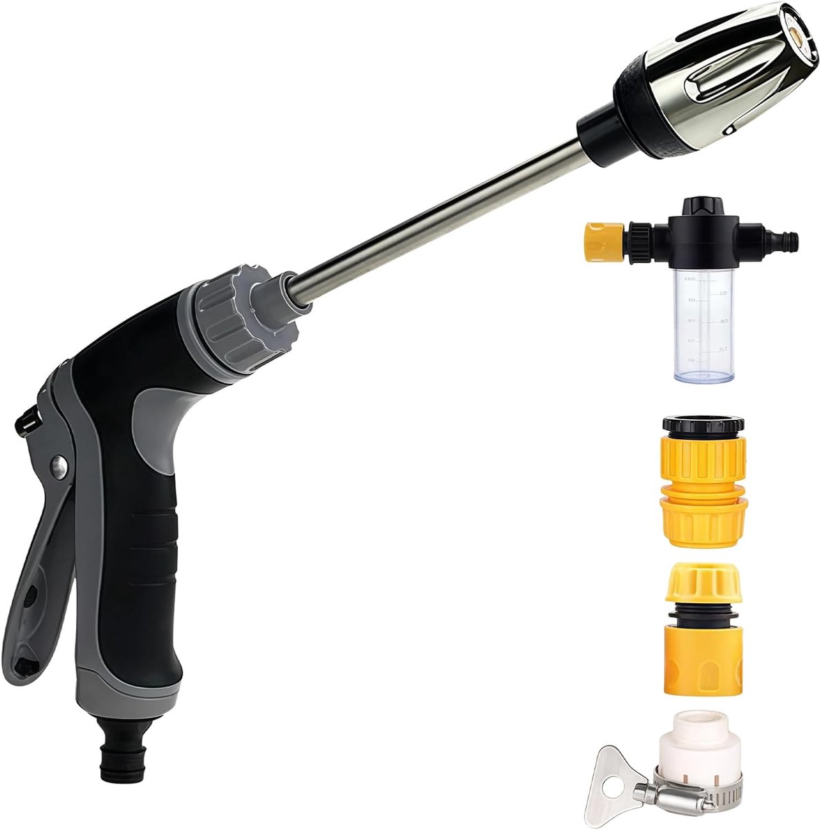 Hogedrukpistool voor tuinslang - professioneel - met accessoires - ideaal voor autowassen - ShopVlot