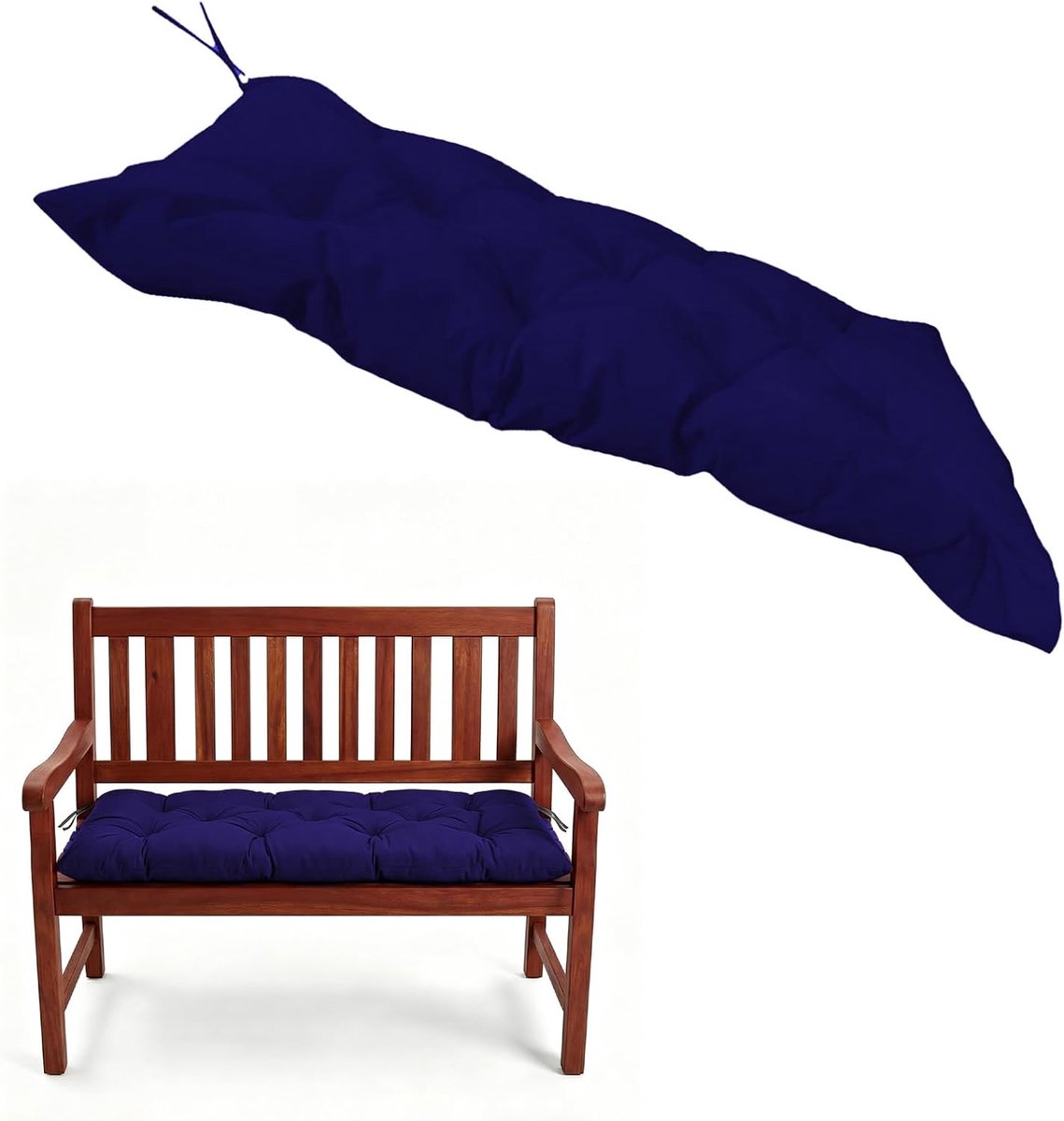 Bankkussen 120 x 50 cm - Blauw - Voor binnen en buiten - Comfortabel zitkussen voor tuinbank - ShopVlot