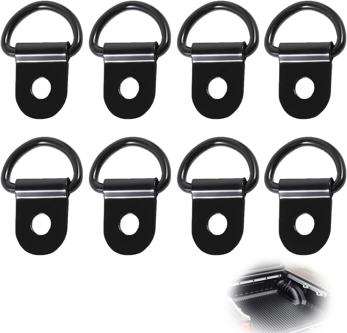 D Lashing Rings 8 Stuks - Zwart RVS - Heavy Duty - Ideaal voor het Beveiligen van Lading - ShopVlot