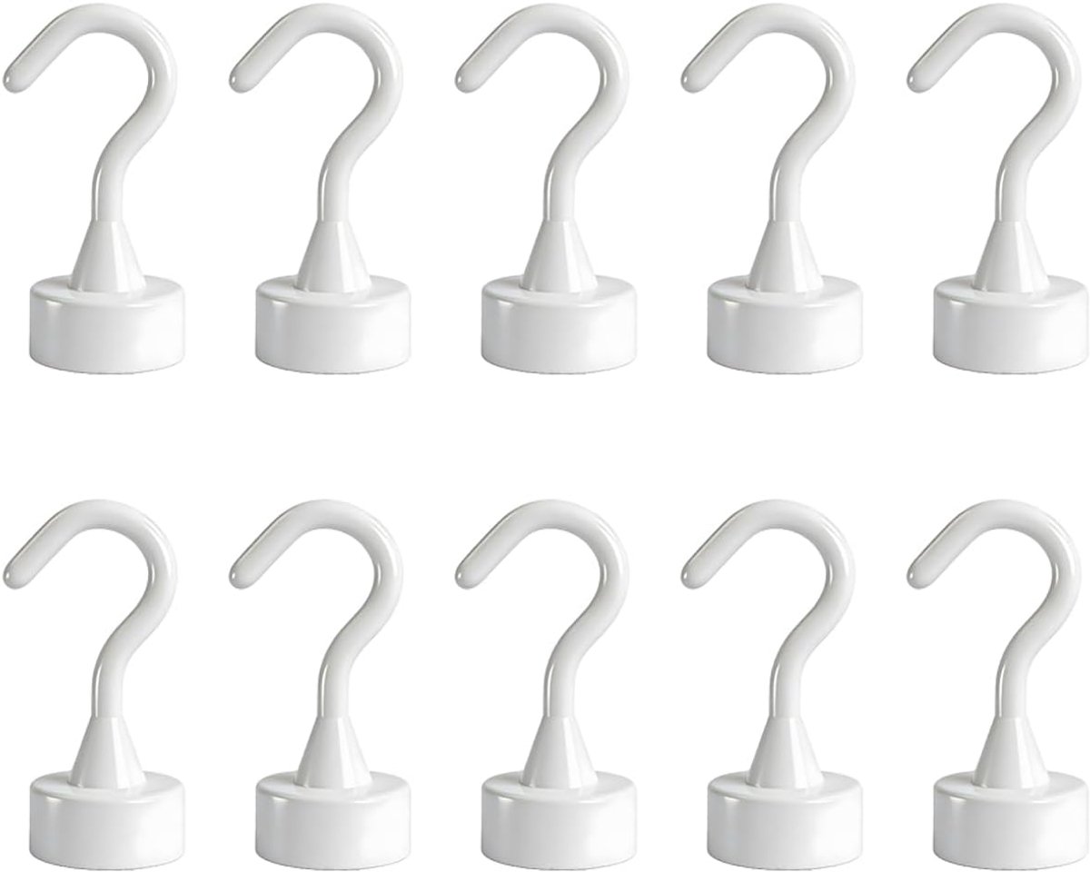 Magnetische Haakjes 10 Stuks - Witte Plastic Mini Haakjes - 5kg Draagkracht - Ideaal voor Organisatie - ShopVlot