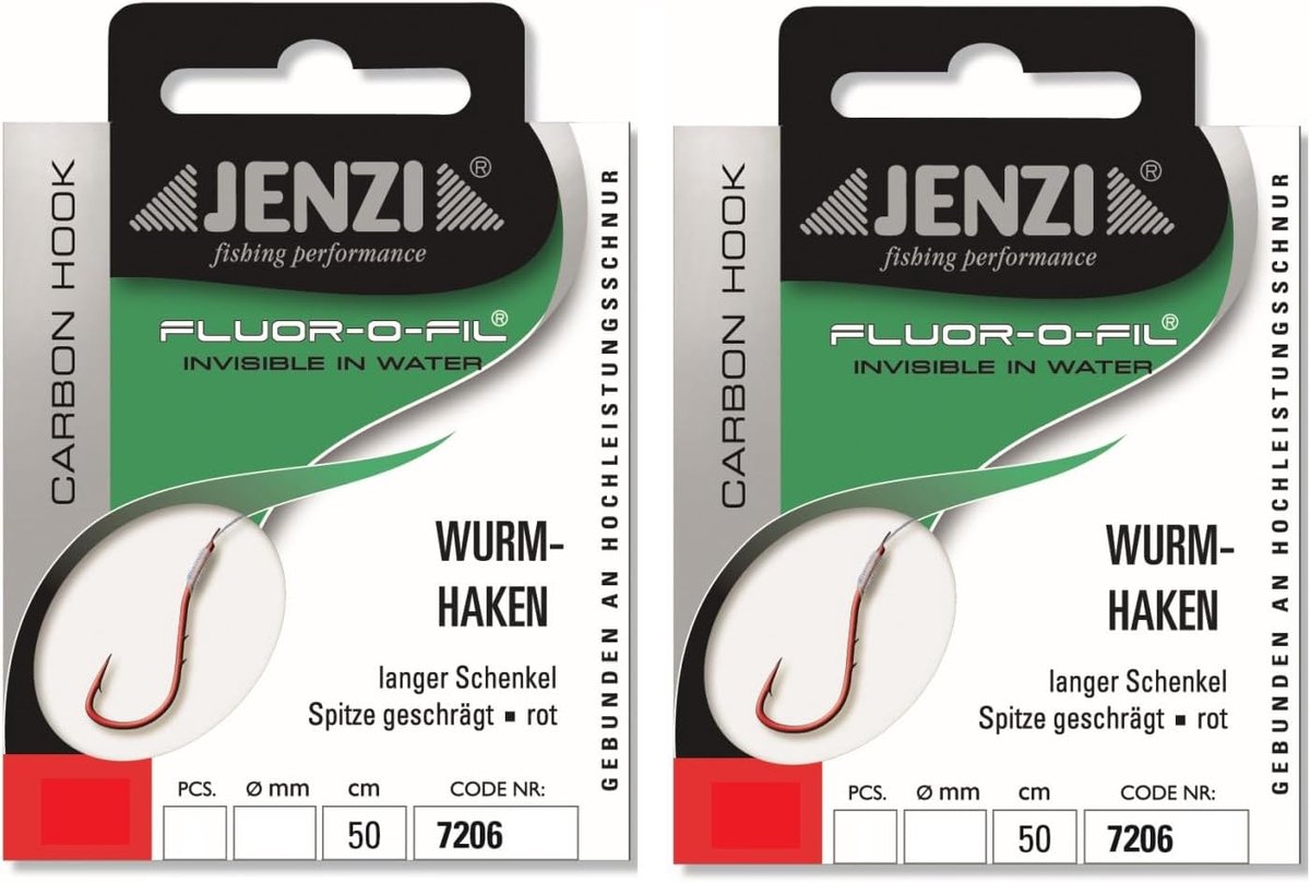 Wormhaken set 2 packs - 50 cm - fluorcarbon - met gratis Petri Heal! sticker - ShopVlot
