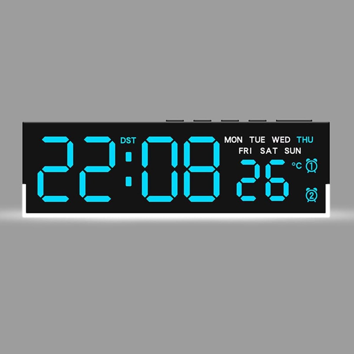 Digitale bureauklok met helder display - temperatuur, datum en weekweergave - instelbare helderheid - ShopVlot