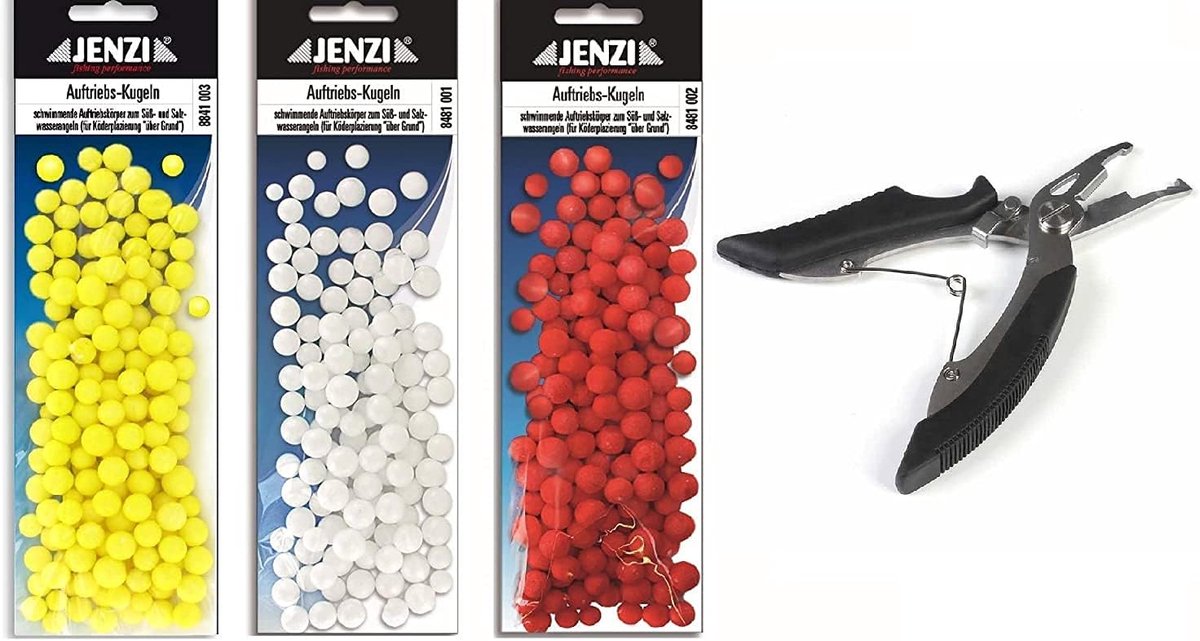 Drijfbollen set 300 stuks - Styrofoam 5-9mm - 3 kleuren - Inclusief gratis visschaar - ShopVlot