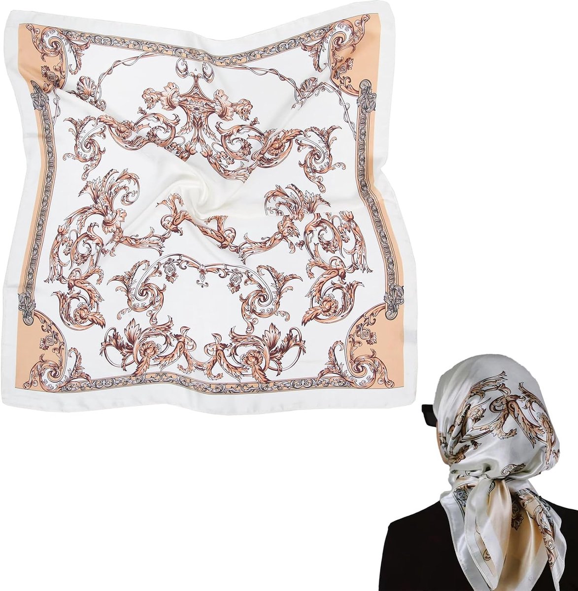 Satijnen sjaal 90 x 90 cm - zijden sjaal - ademend - modieus accessoire voor dames - ShopVlot