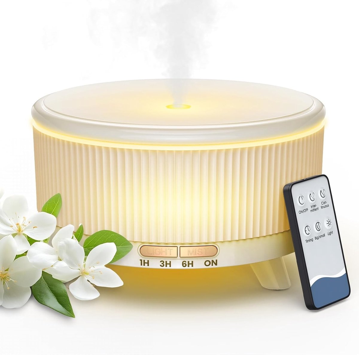 Aroma Diffuser - Doorschijnend Wit - 500 ml - Compacte Geurdiffuser met Afstandsbediening - Voor Thuis en Kantoor