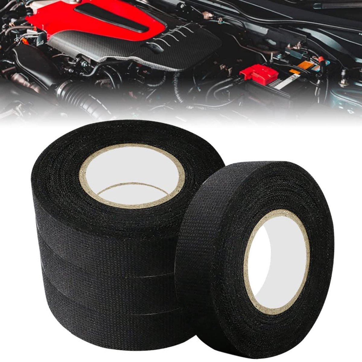 Draadbedrading Tape 19mm x 15m - Zelfklevend Katoen - Hoge Temperatuur - Voor Auto's en Voertuigen - ShopVlot