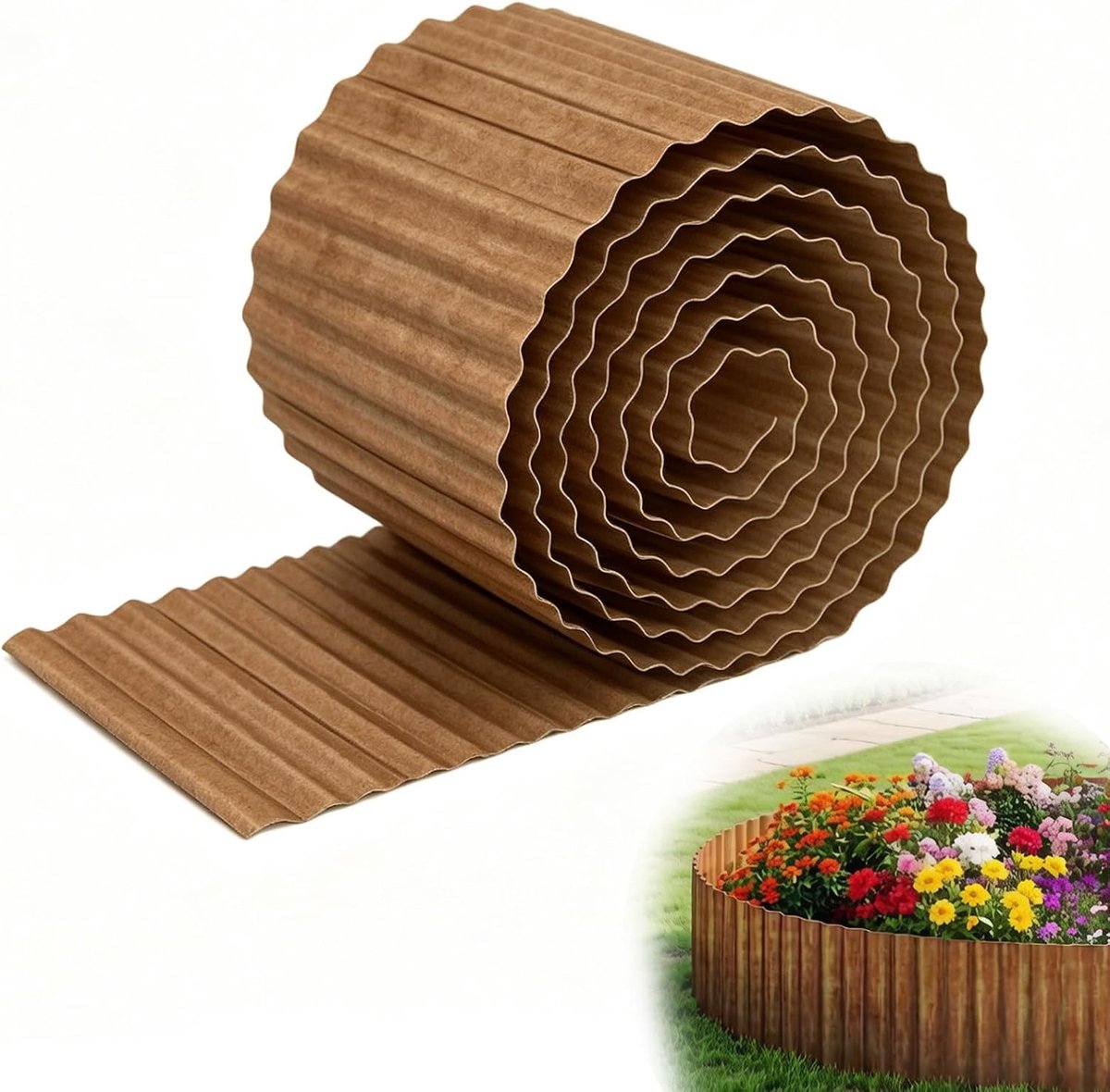 Gazonrand 20 x 600 cm - cortenstaal - weerbestendig - natuurlijke uitstraling voor bloembedden - ShopVlot