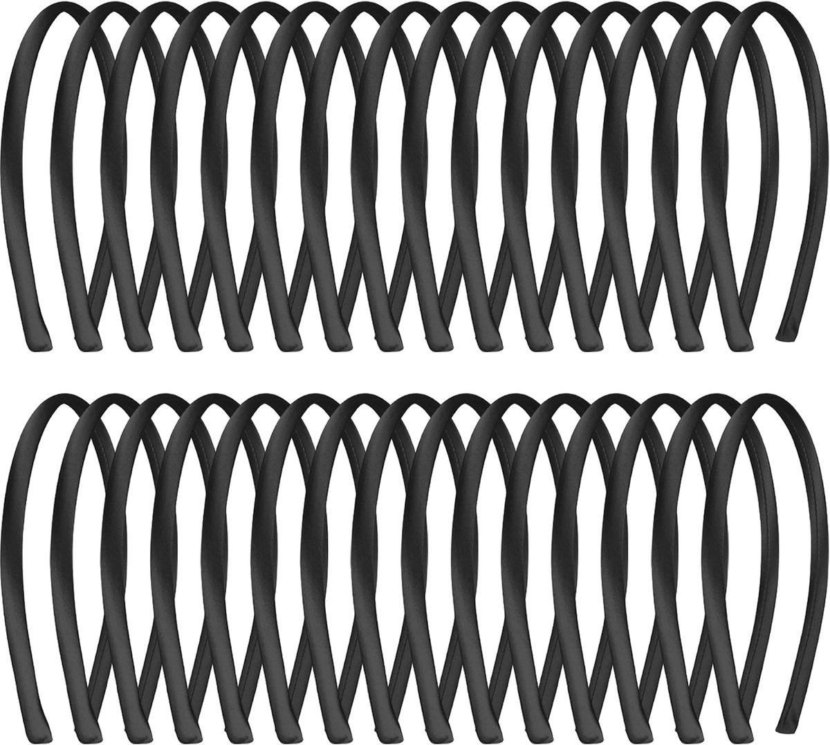 Headbands 30 stuks - dun 1 cm - zwart satijn - perfect voor DIY projecten - ShopVlot