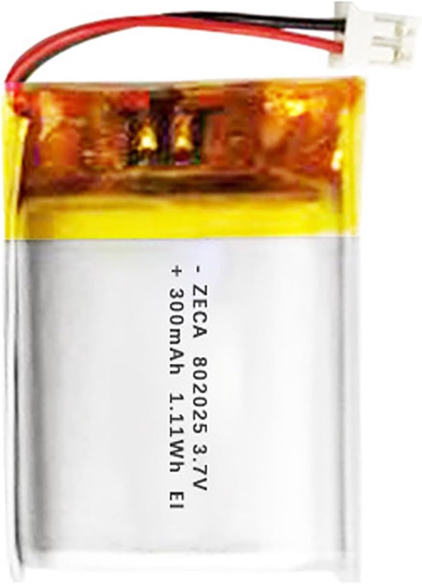 Lipo batterij 802025 - 3.7 V DC 300 mAh - 2P-PH aansluiting - ideaal voor DIY elektronica - ShopVlot