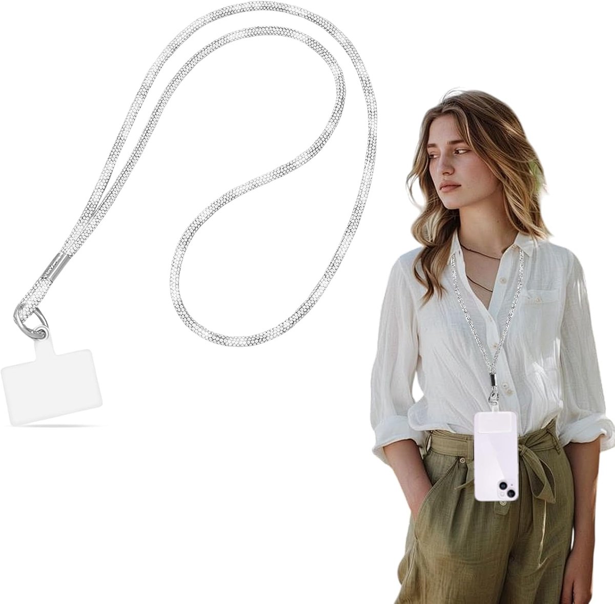 Mobiel Lanyard - Rhinstenen Patch - Anti-diefstal - Handig voor vrouwen - ShopVlot