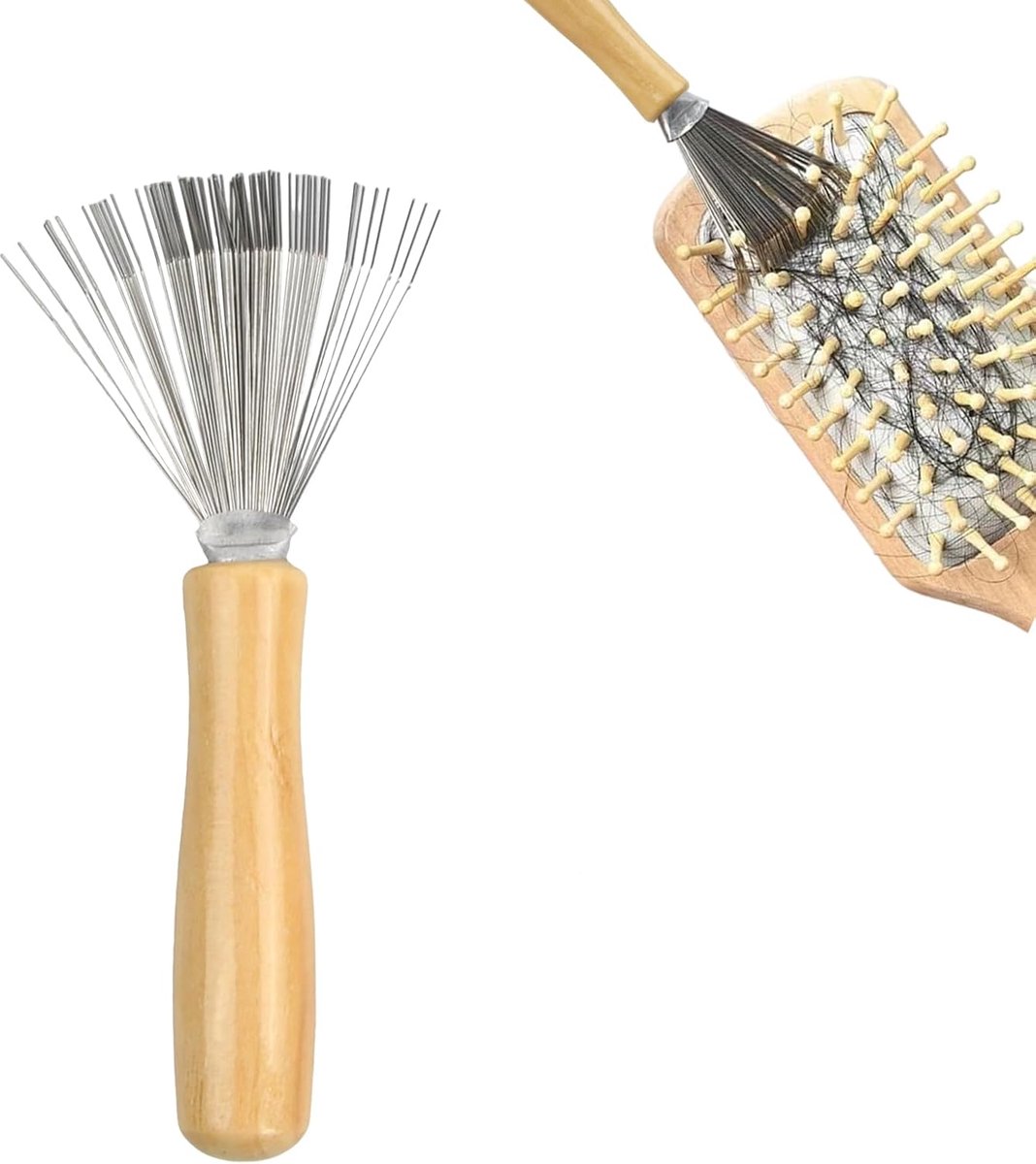 Kam reinigingsborstel - houten handvat - grondige reiniging - perfect voor haarborstels - ShopVlot
