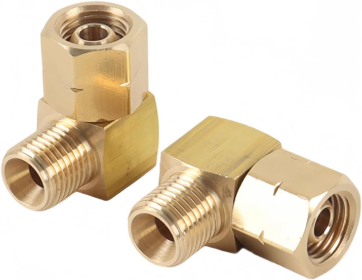 Gasaansluithoek 1/4 inch - messing 90 graden - 2 stuks - geschikt voor camping en caravan - ShopVlot