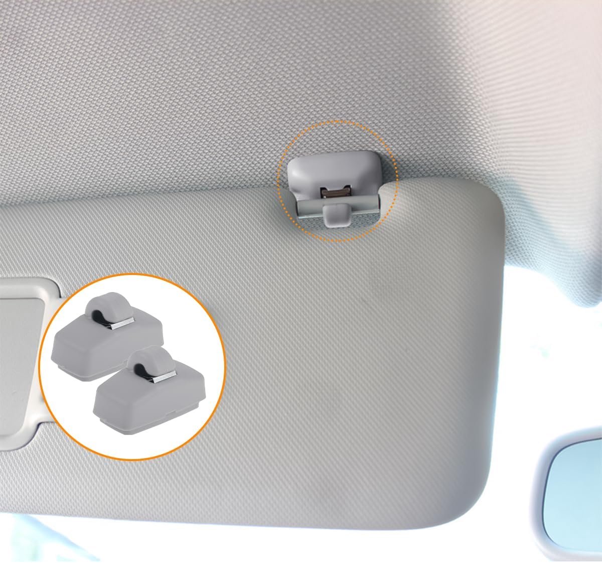 Auto zonneklep haak set - 2 stuks - grijs nylon - stevige en duurzame interieuraccessoire - ShopVlot