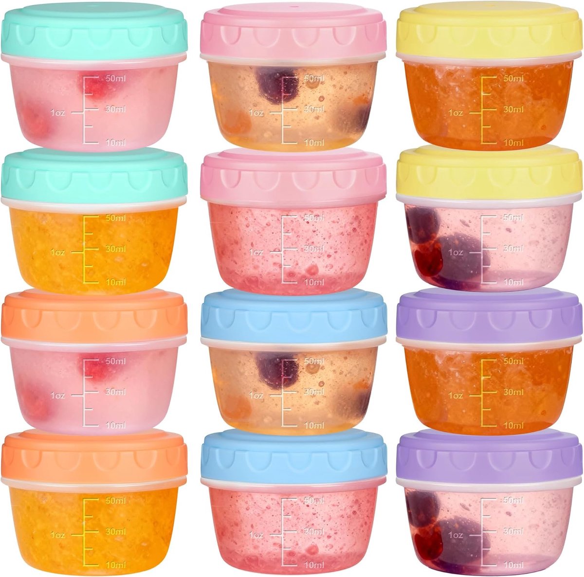 Vriescontainers 77 ml - lekvrije plastic deksels - stapelbaar - ideaal voor babyvoeding en snacks - ShopVlot