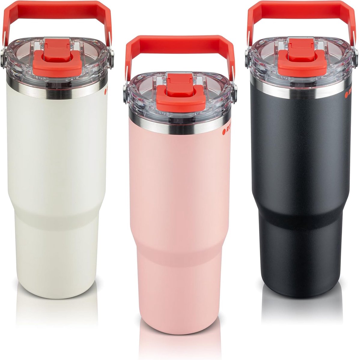 ROTPUNKT JUGSTAR PRESSIO Roestvrijstalen thermosbeker, 0,9 liter, met rietje, twee drinkopeningen voor warme en koude - ShopVlot