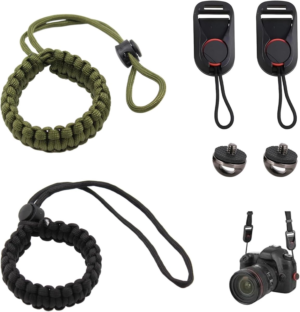 Verstelbare camera-polsband set van 2 met 1/4"-20 schroef en snelkoppelingshaak, nylon handriem voor Osmo Pocket 3 - ShopVlot