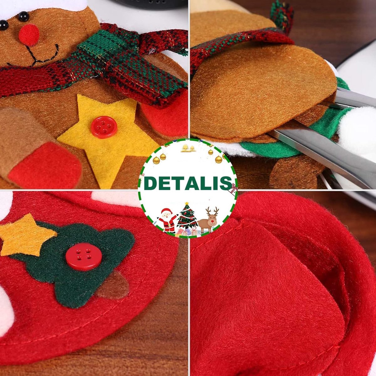 8 Pieces Christmas Cutlery Holders Cutlery Bag Christmas Decoration Cutlery Knife Fork Spoon Cutlery Bag (Santa Claus - ShopVlot