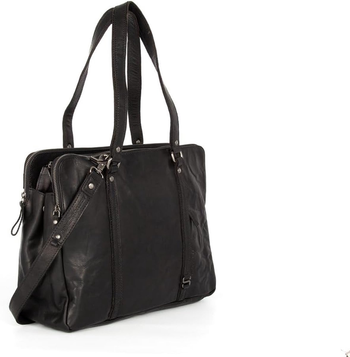 Leather Laptop shoulder bag Kansas, Black, One size - ShopVlot