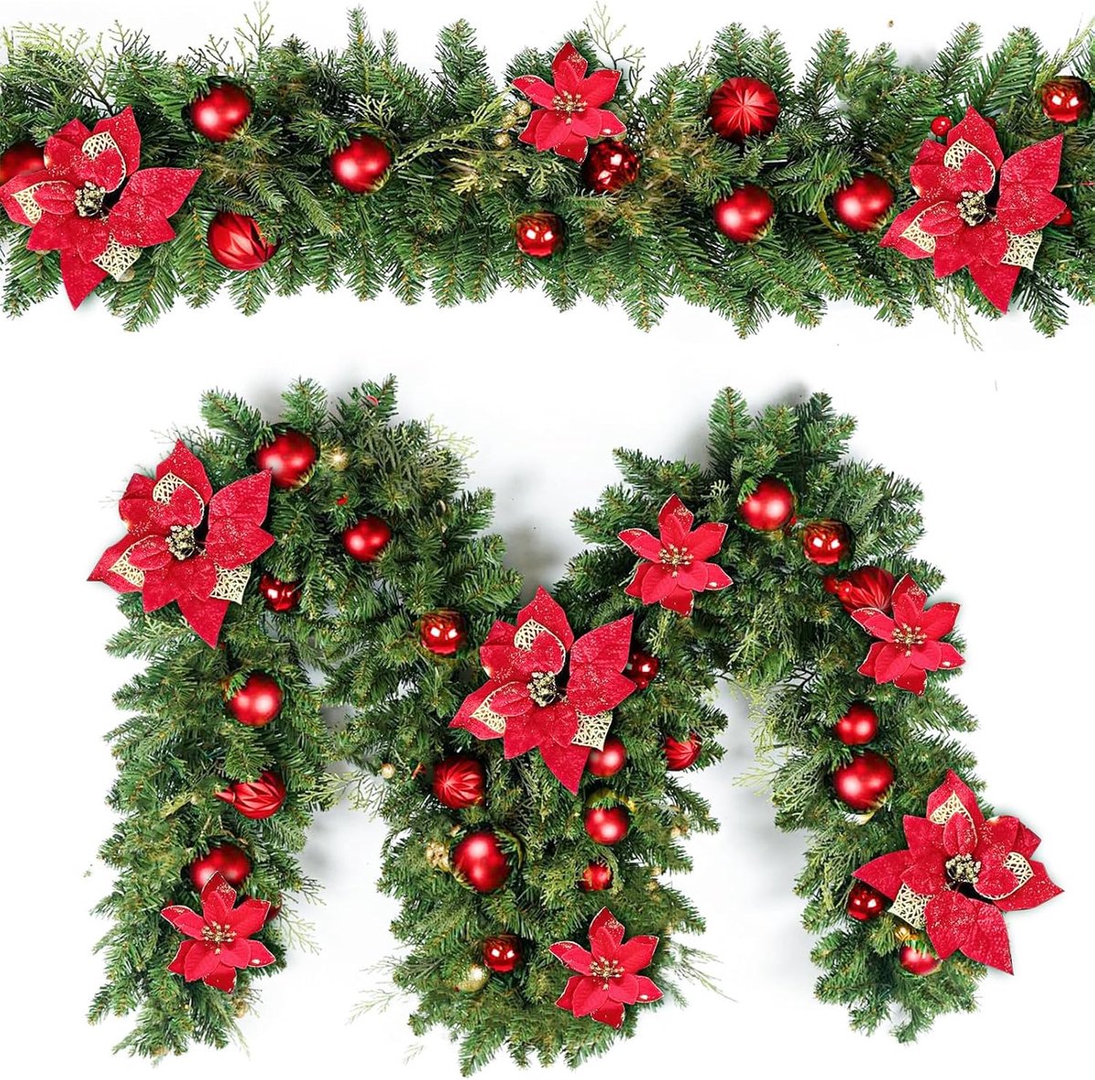 2.7 m Artificial Pine Garland with Pine Cones for Indoor and Outdoor Use - ShopVlot
