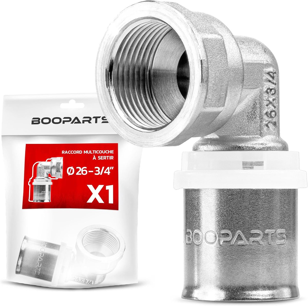crimp fitting - multi-layer crimp transition elbow Ø 26 x 3/4 (20/27) socket TH contour - ShopVlot