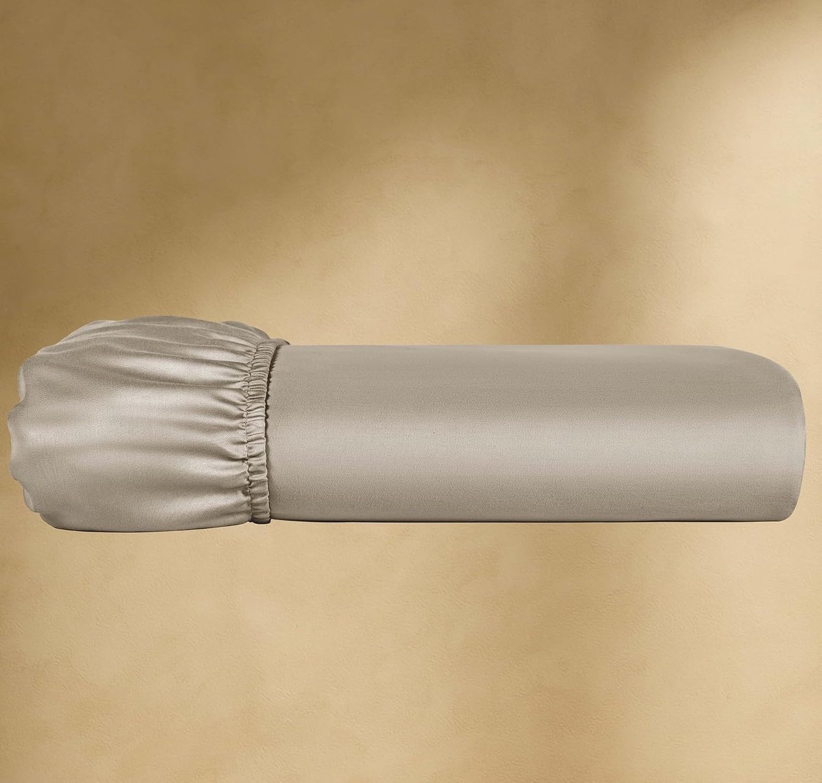 Mako Satin fitted sheet 90 x 200 cm cotton beige taupe - 100% organic cotton bed sheet 90 x 200 - ShopVlot