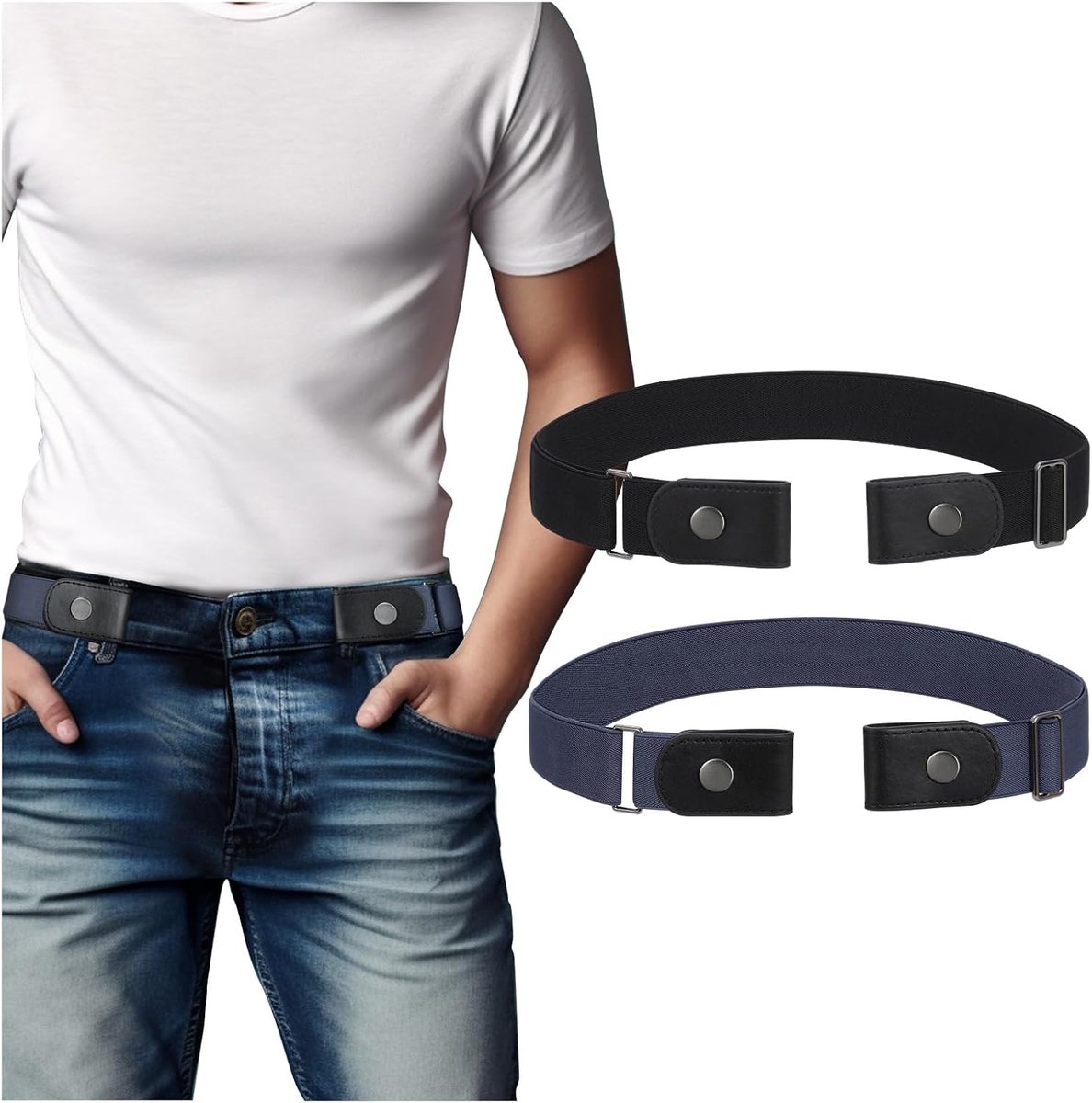 BELTROAD Elastic Belt Without Buckle for Men, Invisible Buckleless Stretch Belt for Men and Women - ShopVlot
