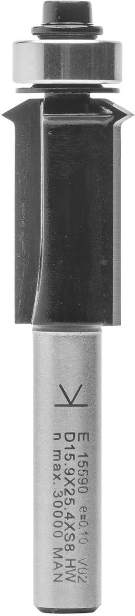 ENT 15590 Straight edge cutter with V shadow groove, Carbide, Shank diameter (S) 8 mm, Fremameter (D) 15.9 mm, NL 25.4 - ShopVlot