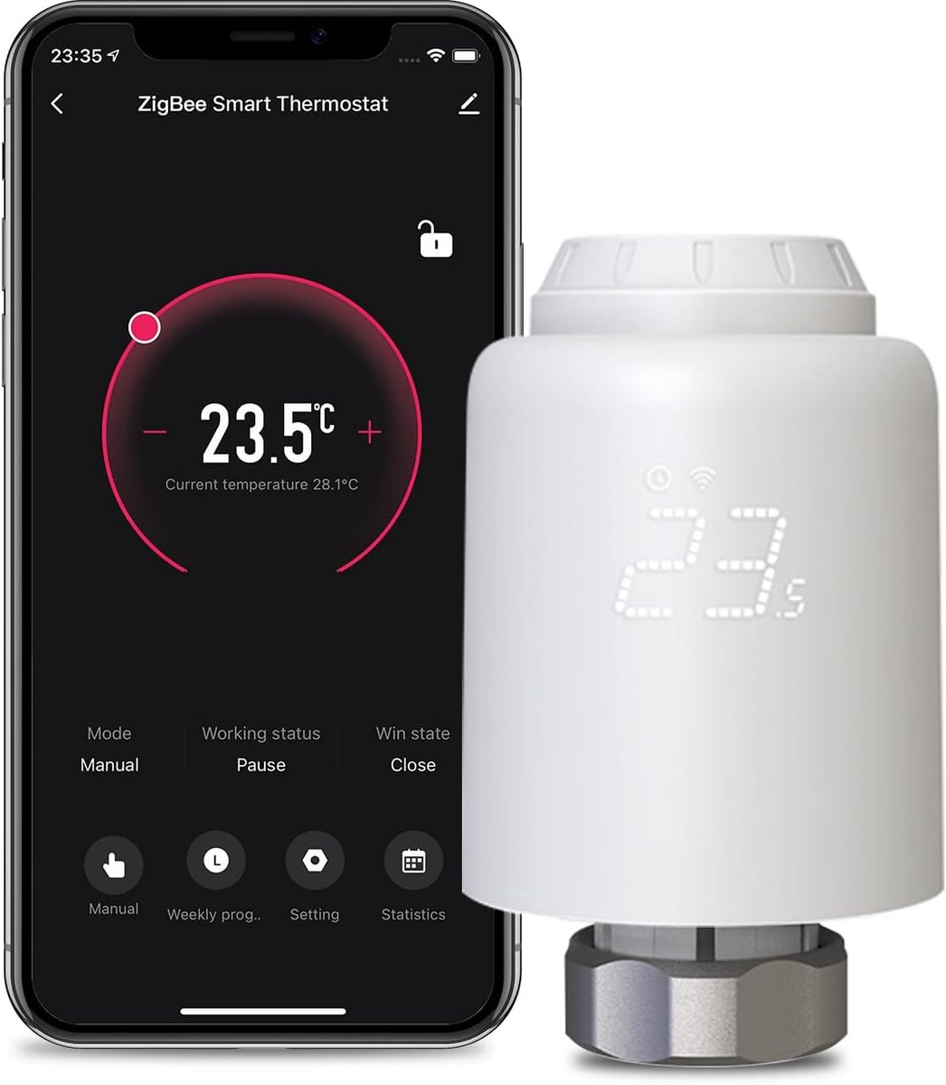 MOES Smart radiator thermostat, smart radiator valve, energy saving, display, timer remote control congtrol, works - ShopVlot