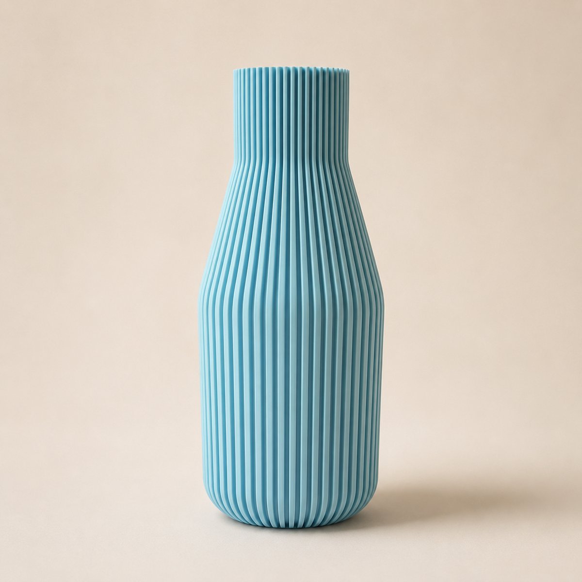 Waterdichte Ribbed Design Vaas - 32 cm - Ijs Blauw - Japandi Woondecoratie