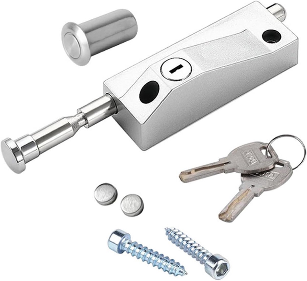 Patio Door Lock, Heavy Duty Aluminum Sliding Bolt with Two Keys, 1 Set of Indoor and Outdoor Sliding Latch for - ShopVlot