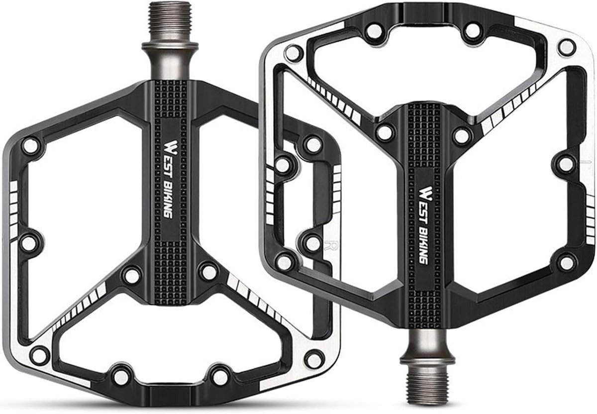 For WEST BIKING bicycle pedals, aluminium platform pedals, 3 bearings with Cr-Mo steel shaft, non-slip - ShopVlot