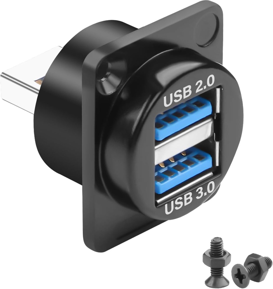 QIANRENON 2-in-1 USB 3.0 to USB 3.0 & 2.0 Panel Mounting Adapter 5Gbps USB3.0 Plug to USB 3.0 Bus + USB 2.0 Bus - ShopVlot