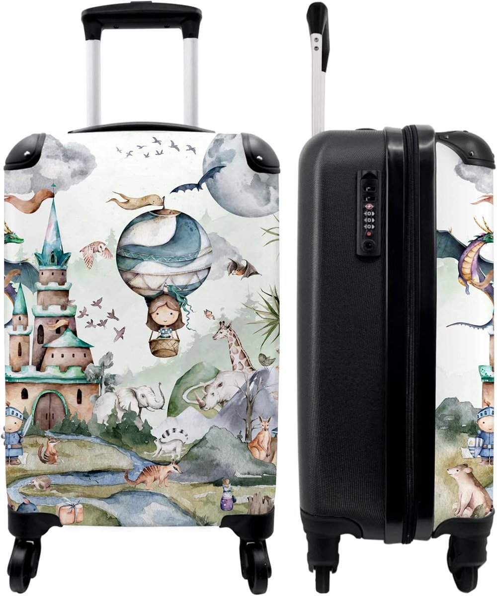 NoBoringSuitcases.com® Suitcase Cabin Luggage Travel Suitcase Cabin Suitcase Fairytale - Dragon - Hot Air Balloon - ShopVlot