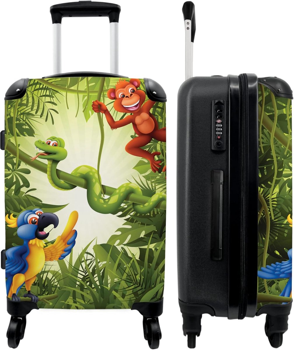 NoBoringSuitcases.com® Suitcase Travel Suitcase Trolley Luggage Suitcases Animals - Jungle - Green - Children - ShopVlot