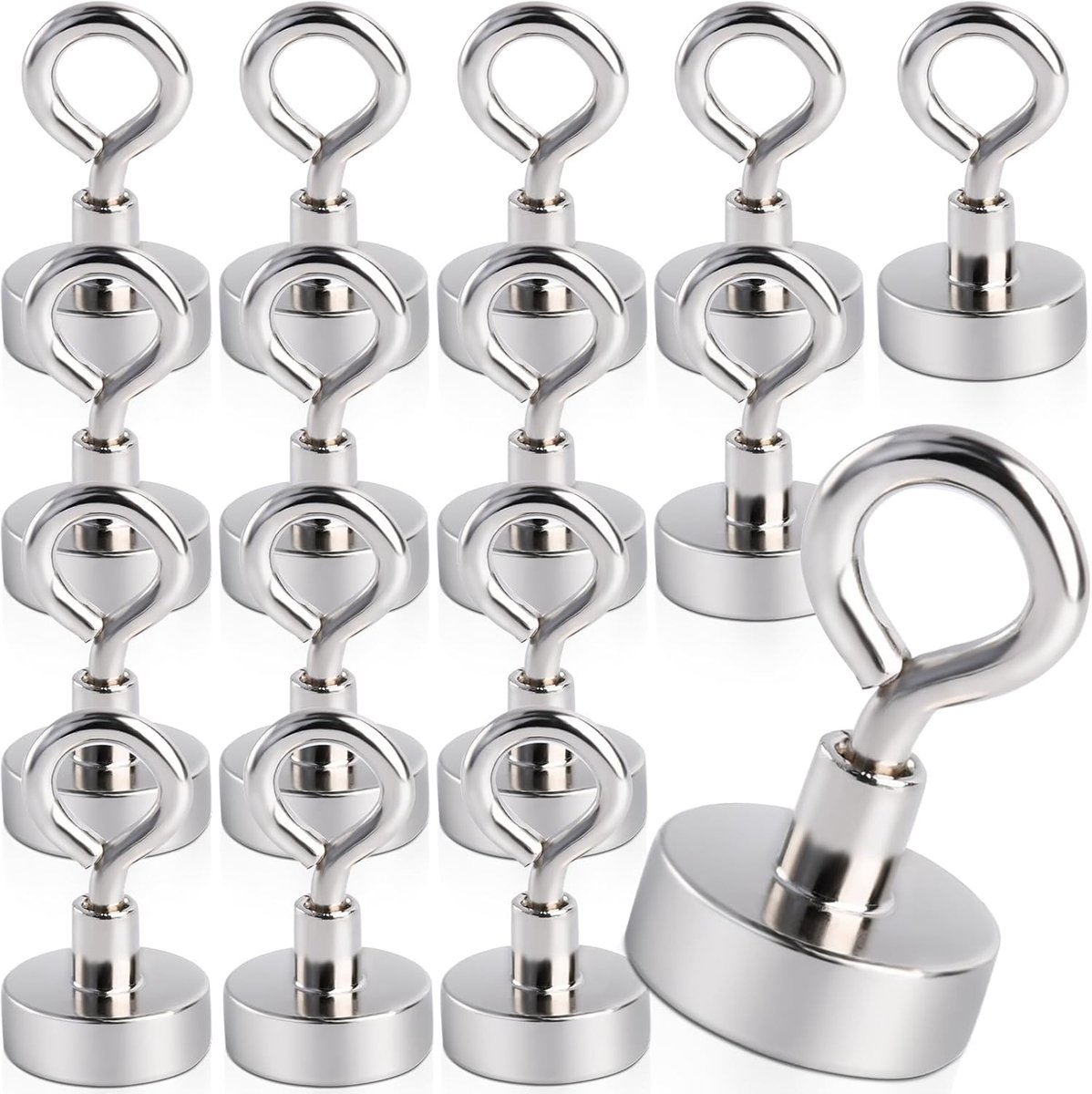 FPMYB Pack of 16 Magnetic Hooks Extra Strong 10kg Magnetic Hooks 20mm Neodymium Magnetic Hooks Magnetic Hooks Eye - ShopVlot