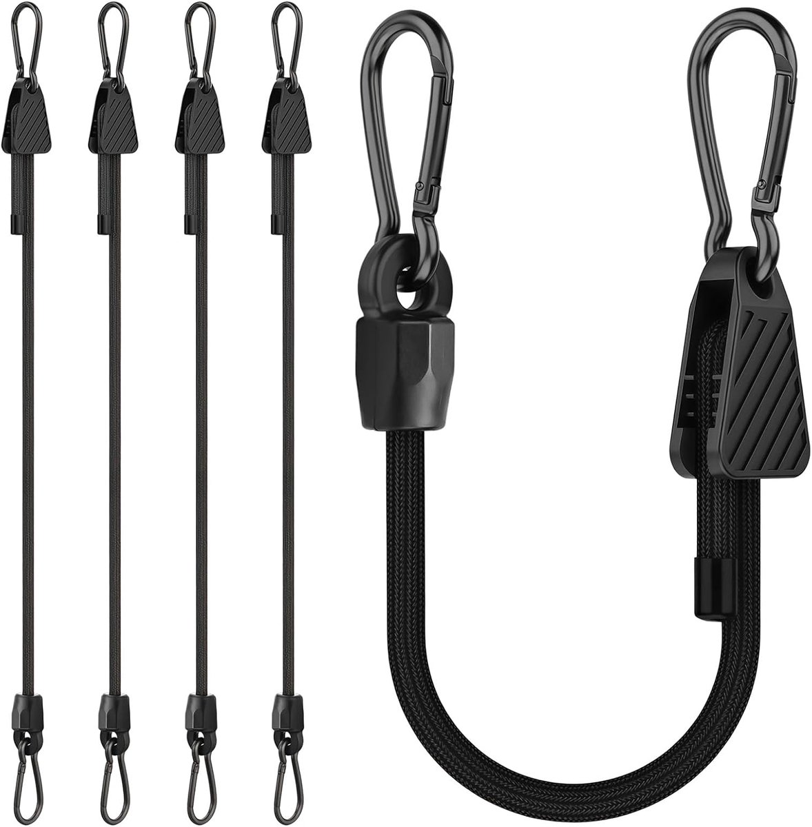 Rubberen touwen met karabijnhaak, verstelbaar, 4 stuks, 100 cm stretchtouw met haken, voor luifel, tuin, auto, fiets - ShopVlot