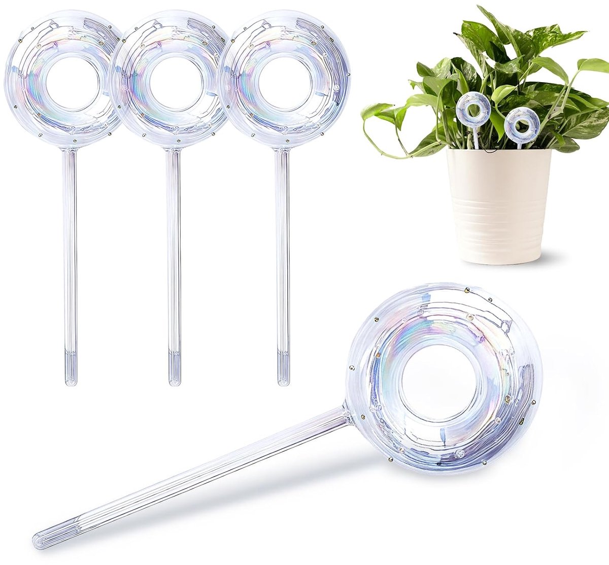 Joyeee Glazen bewateringsballonnen, 6 stuks, 180 ml, automatisch zelfbewateringssysteem voor planten, bloemen - ShopVlot