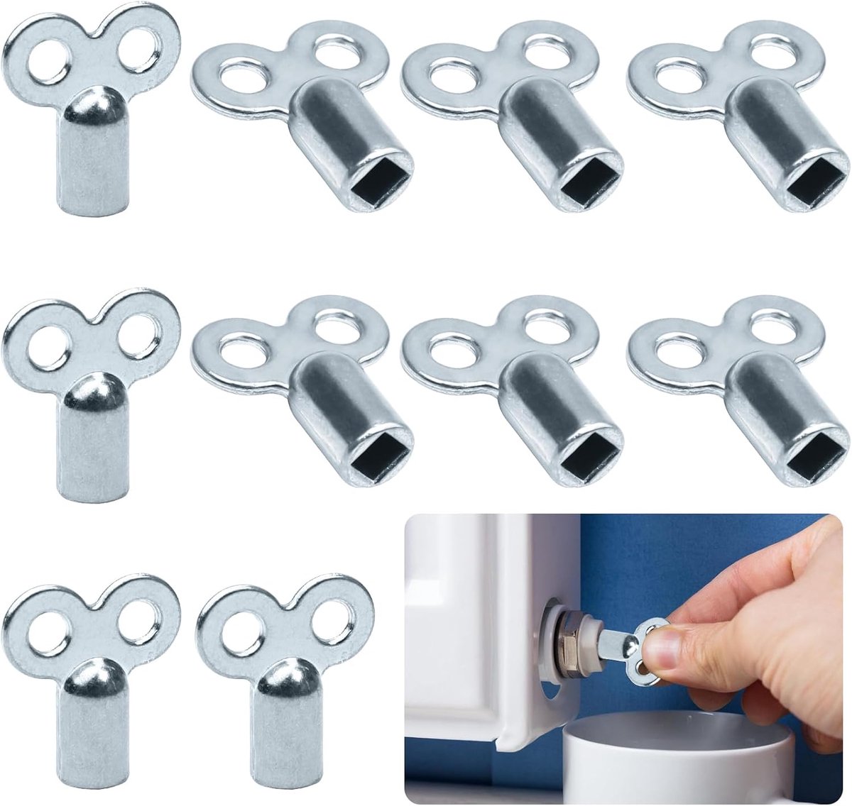 Ontluchtingssleutel, radiatorsleutel, 10 stuks, verwarmingsontluchtingssleutel, vierkante sleutel, 5 mm, universele - ShopVlot