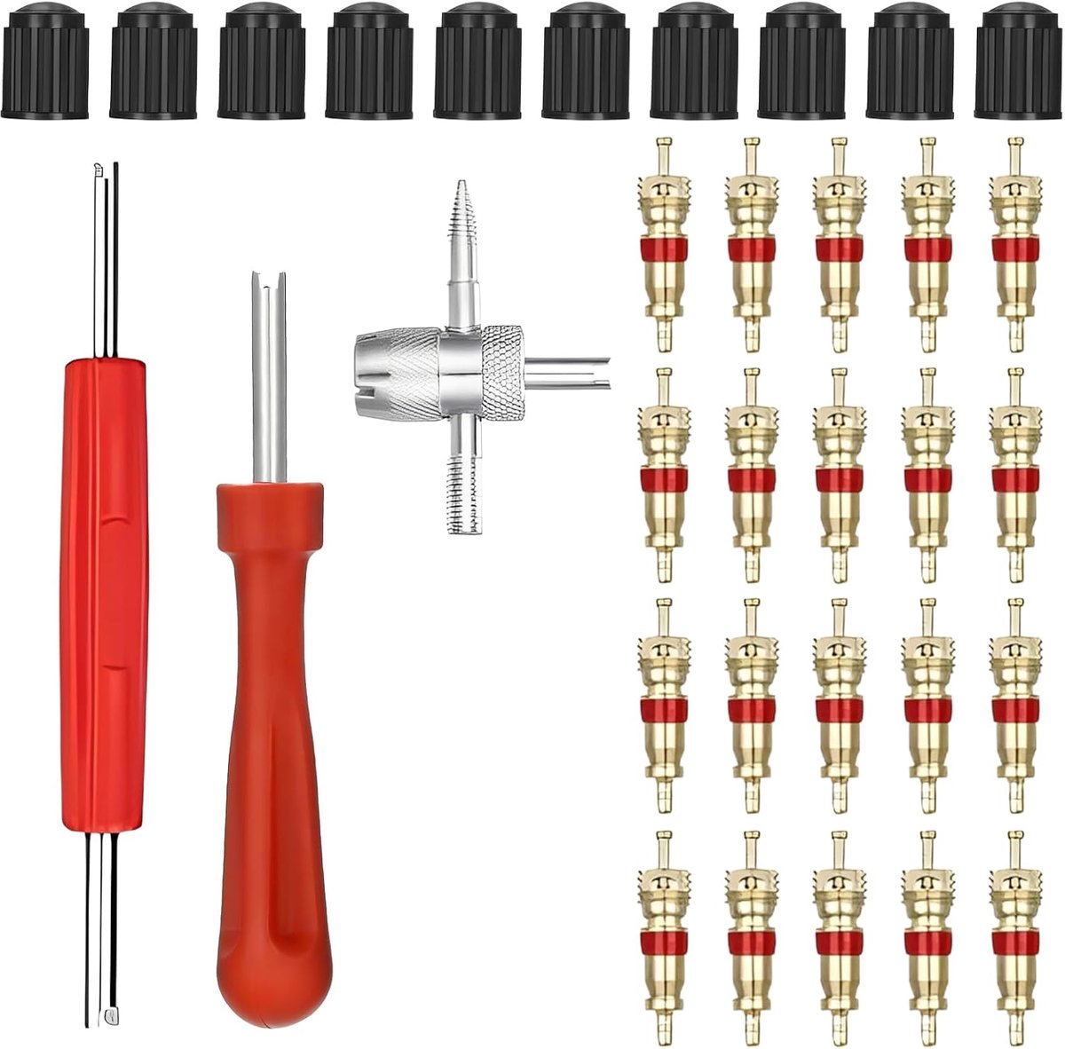 33 stuks gereedschap ventielen gereedschap ventielkern auto demontage ventiel apparaat 4-in-1 Bi monocephalo, 20 - ShopVlot