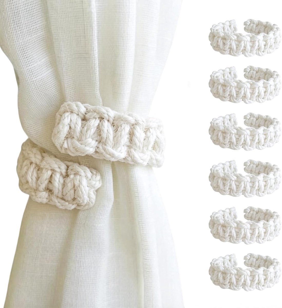 2 Stuks Boho Gordijnophouders Voor Gordijnen Gordijnhouder Katoenen Touw Elegante Rustieke Gordijnhouder Touw Gespen - ShopVlot